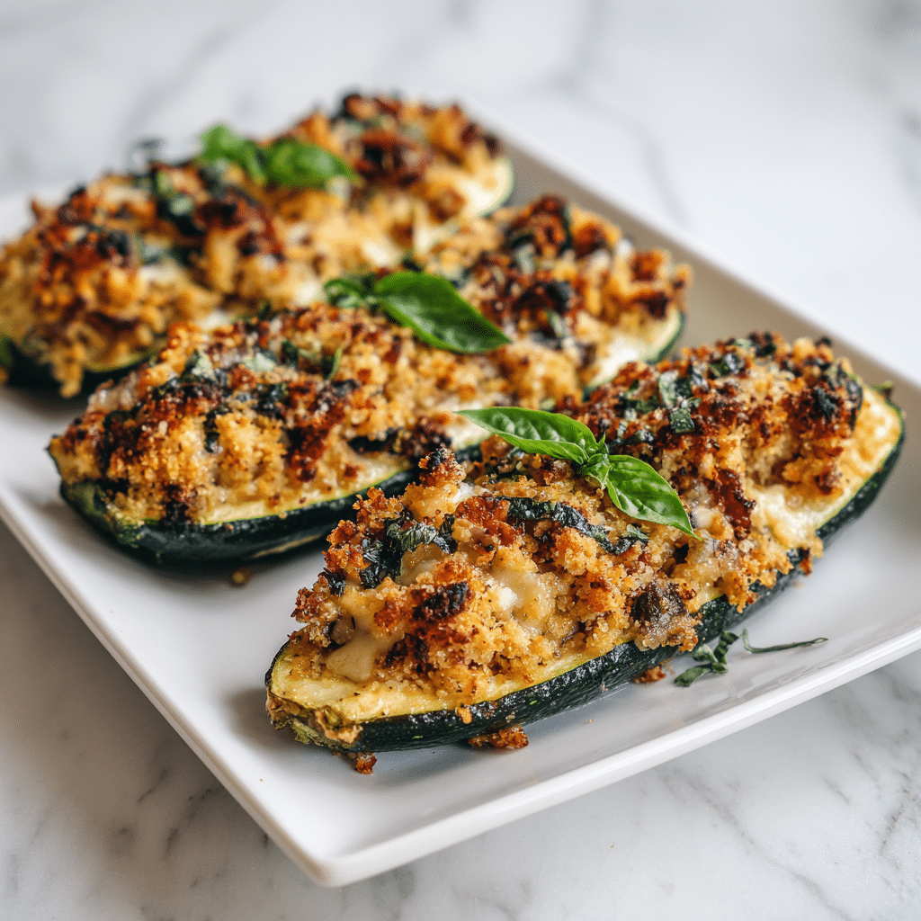 Vegetarian Stuffed Zucchini Boats Recipe