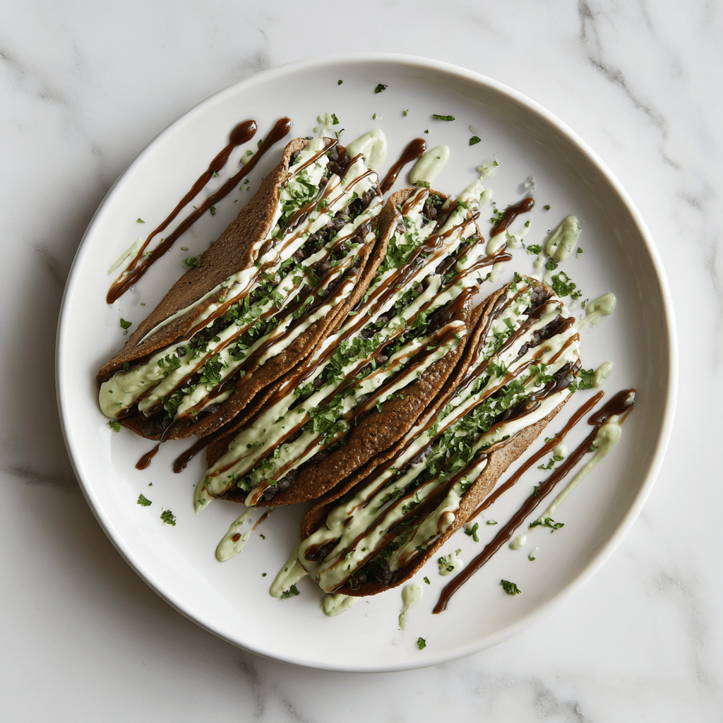 Black Bean Tacos with Avocado Crema Recipe - Recipe Image