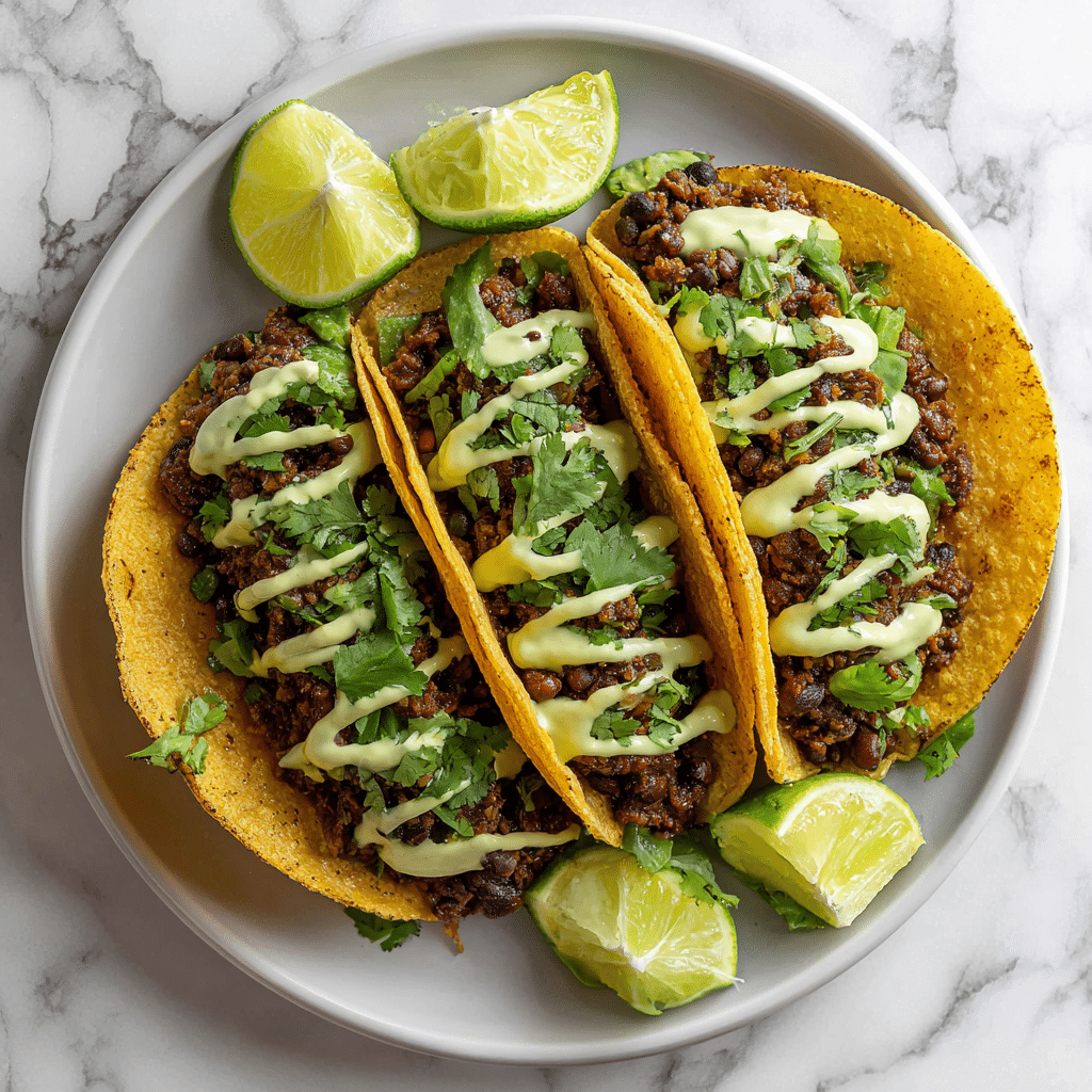 Black Bean Tacos with Avocado Crema Recipe - Recipe Image