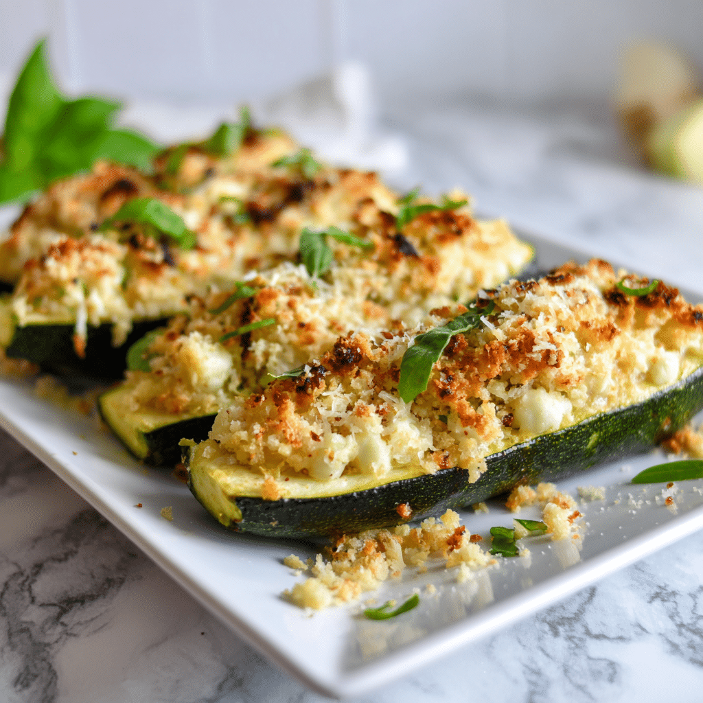 Vegetarian Stuffed Zucchini Boats Recipe - Recipe Image