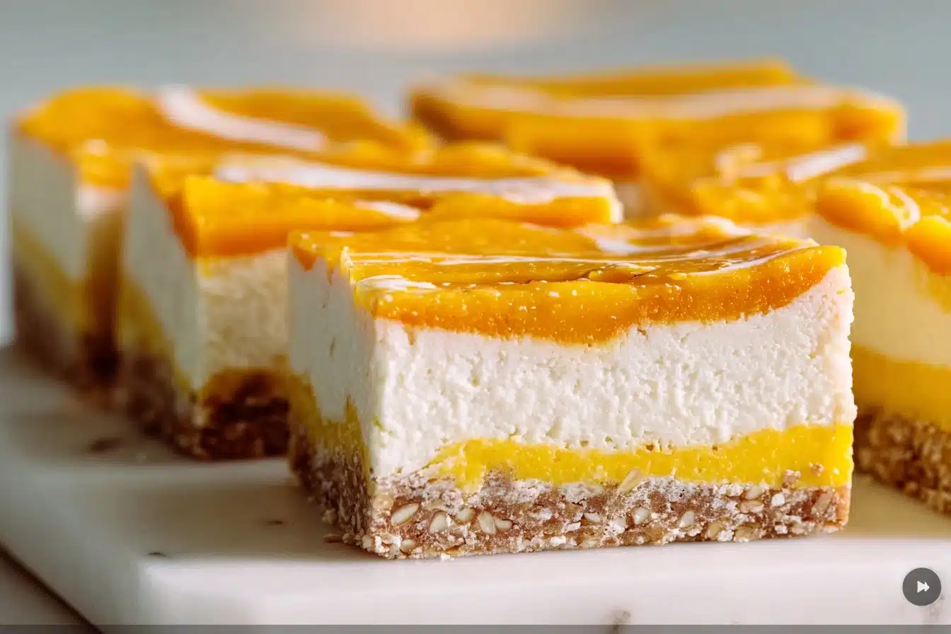 Vegan Mango Cheesecake Bars Recipe - Recipe Image