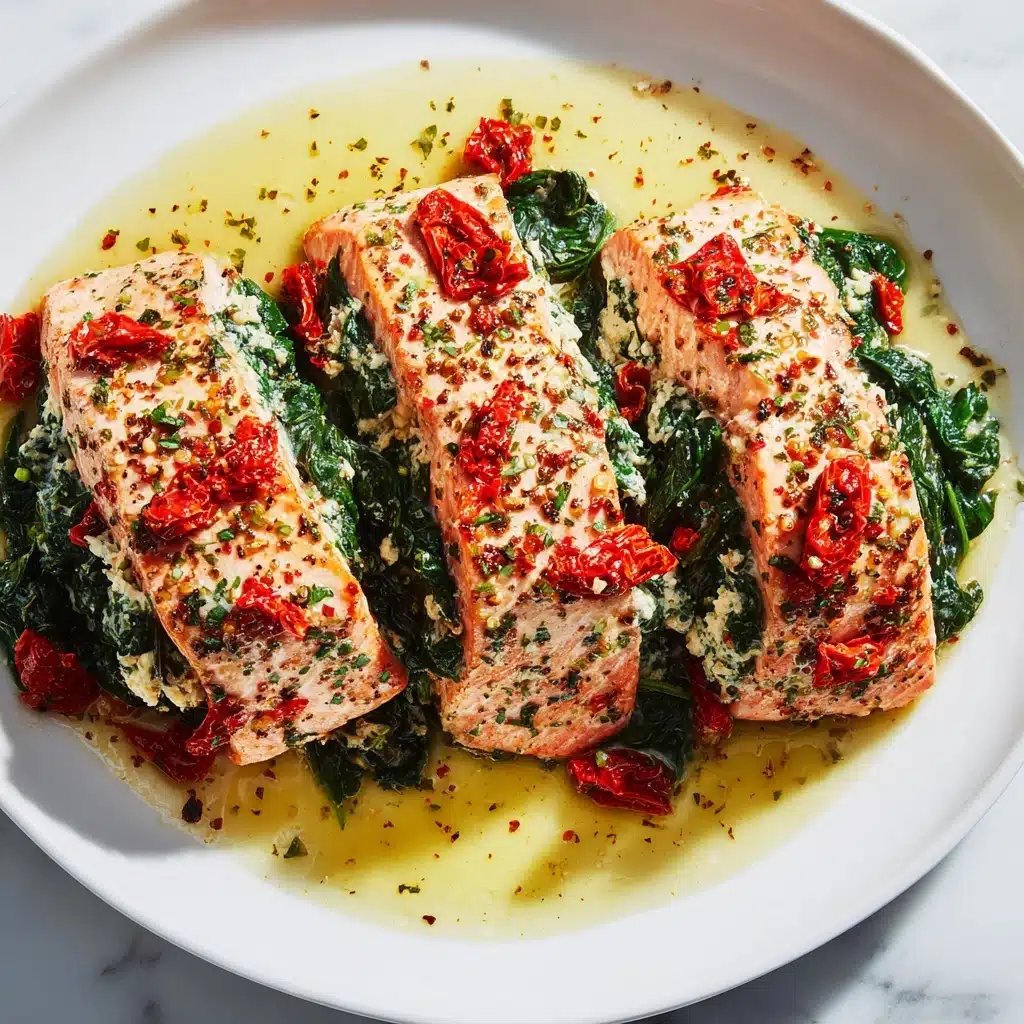 Baked Stuffed Salmon with Spinach and Feta Recipe - Recipe Image