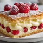 Puff Pastry Napoleon Cake with Fresh Raspberries Recipe