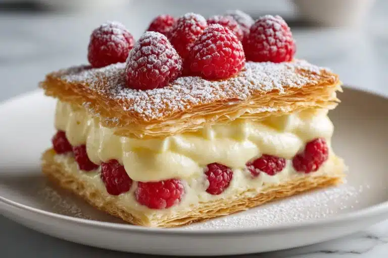 Puff Pastry Napoleon Cake with Fresh Raspberries Recipe