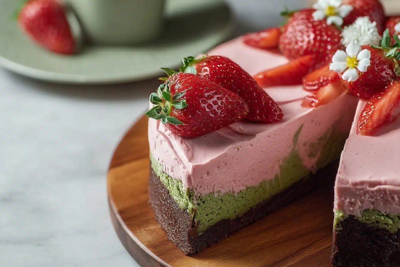 Strawberry Matcha Basque Cheesecake Recipe - Recipe Image