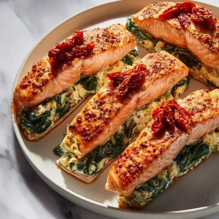 Baked Stuffed Salmon with Spinach and Feta Recipe