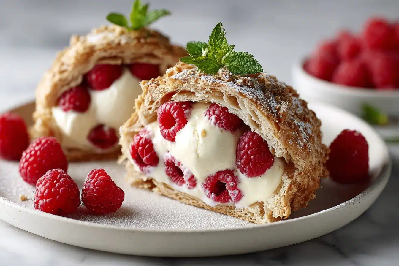 Raspberry Vanilla Puff Pastry Ice Cream Sandwiches Recipe - Recipe Image