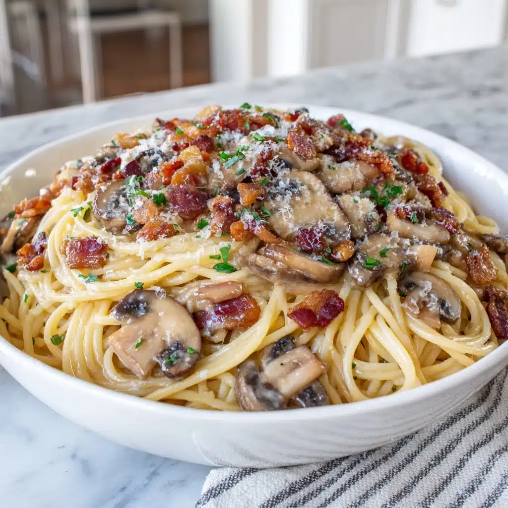 Creamy Bacon Mushroom Pasta Recipe - Recipe Image