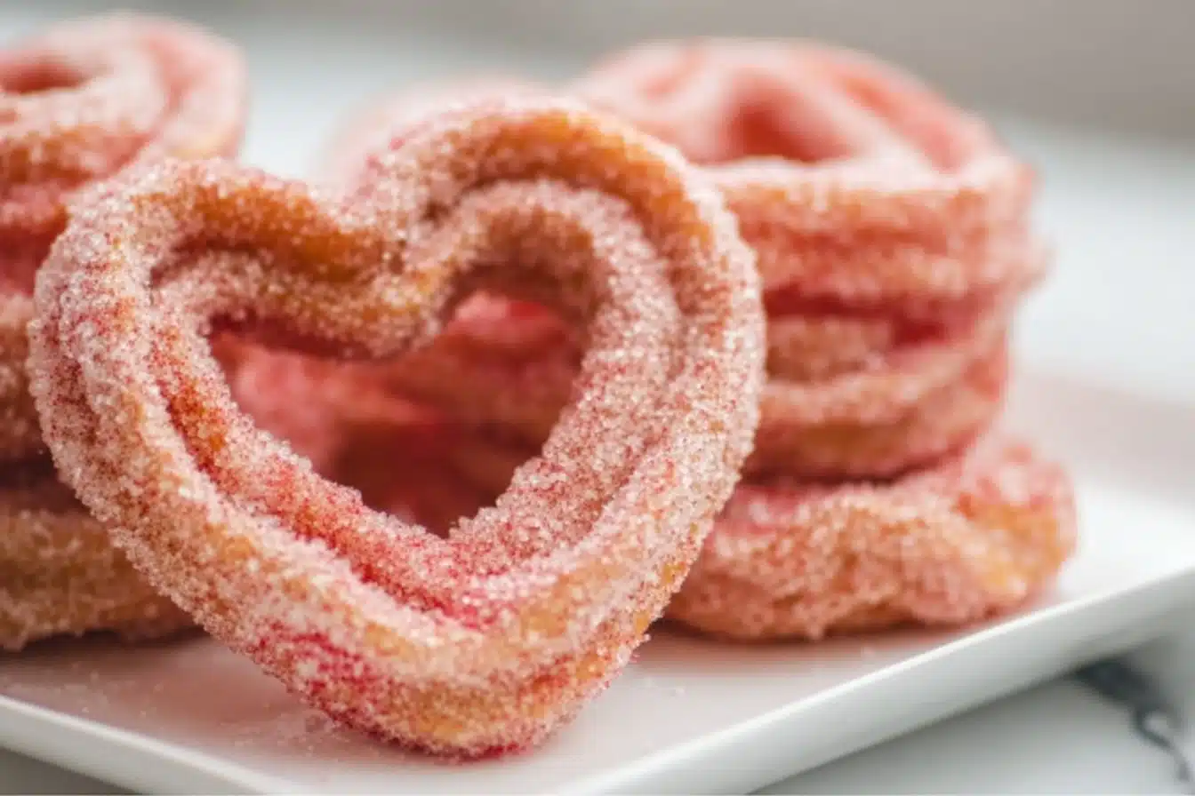 Vegan Heart-Shaped Churros with Strawberry Sugar Recipe - Recipe Image