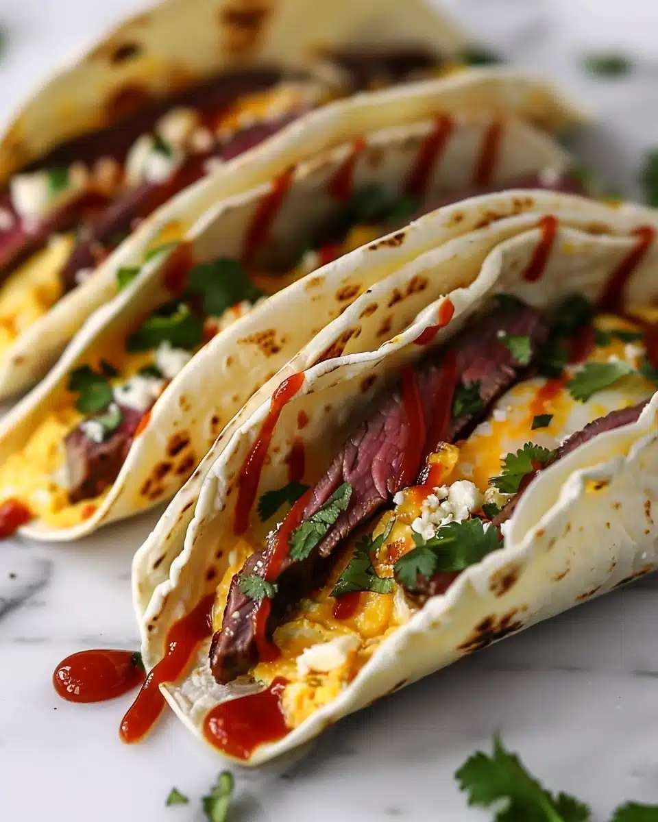 Breakfast Tacos with Leftover Ribeye and Eggs Recipe - Recipe Image