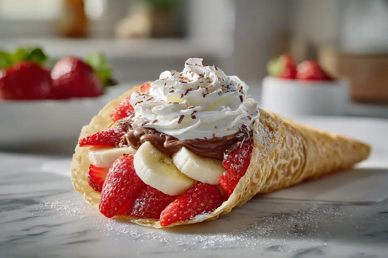 Strawberry & Banana Crepe Cone Recipe - Recipe Image