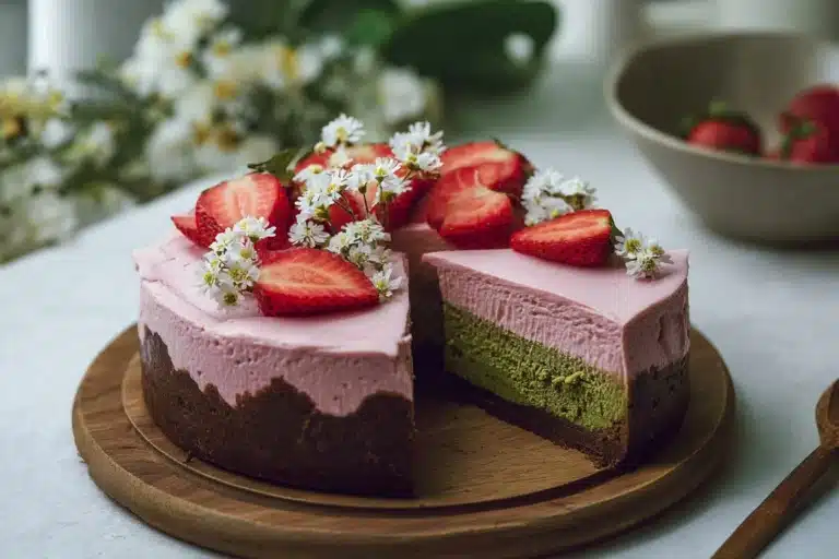 Strawberry Matcha Basque Cheesecake Recipe