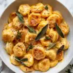 Soft pillowy gnocchi coated in a velvety butternut squash