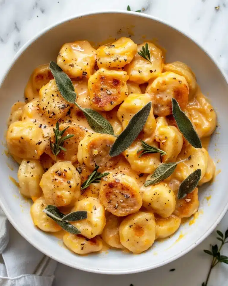 Soft pillowy gnocchi coated in a velvety butternut squash