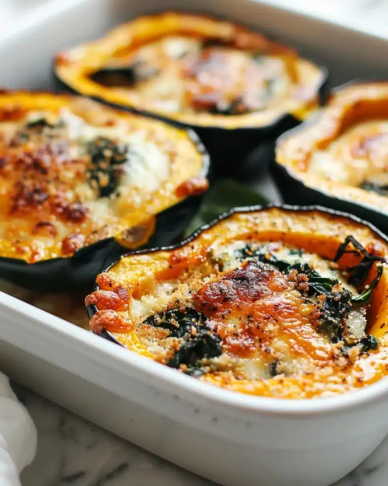 Stuffed Acorn Squash with Creamed Spinach & Cheese Recipe