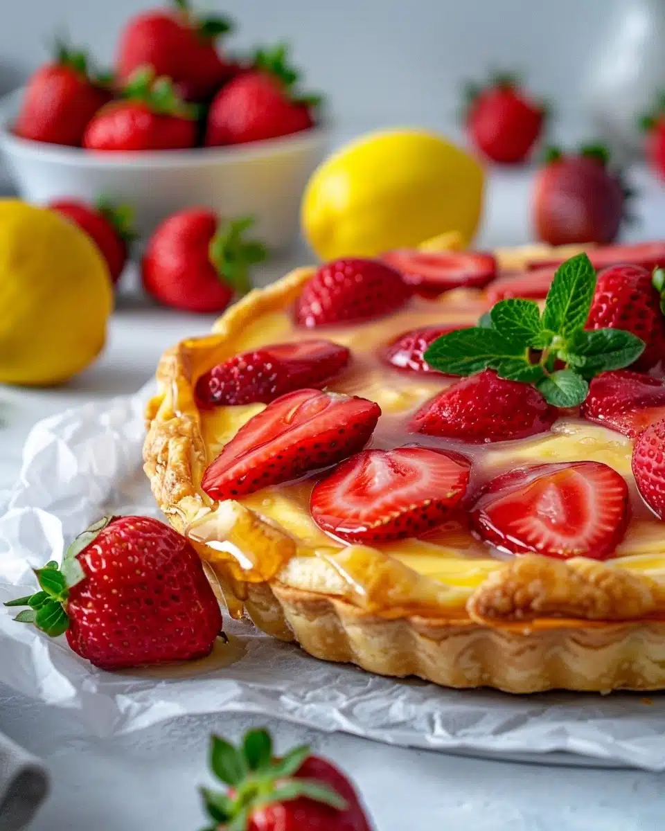 Strawberry Honey Custard Tarts with Lemon Curd Recipe - Recipe Image