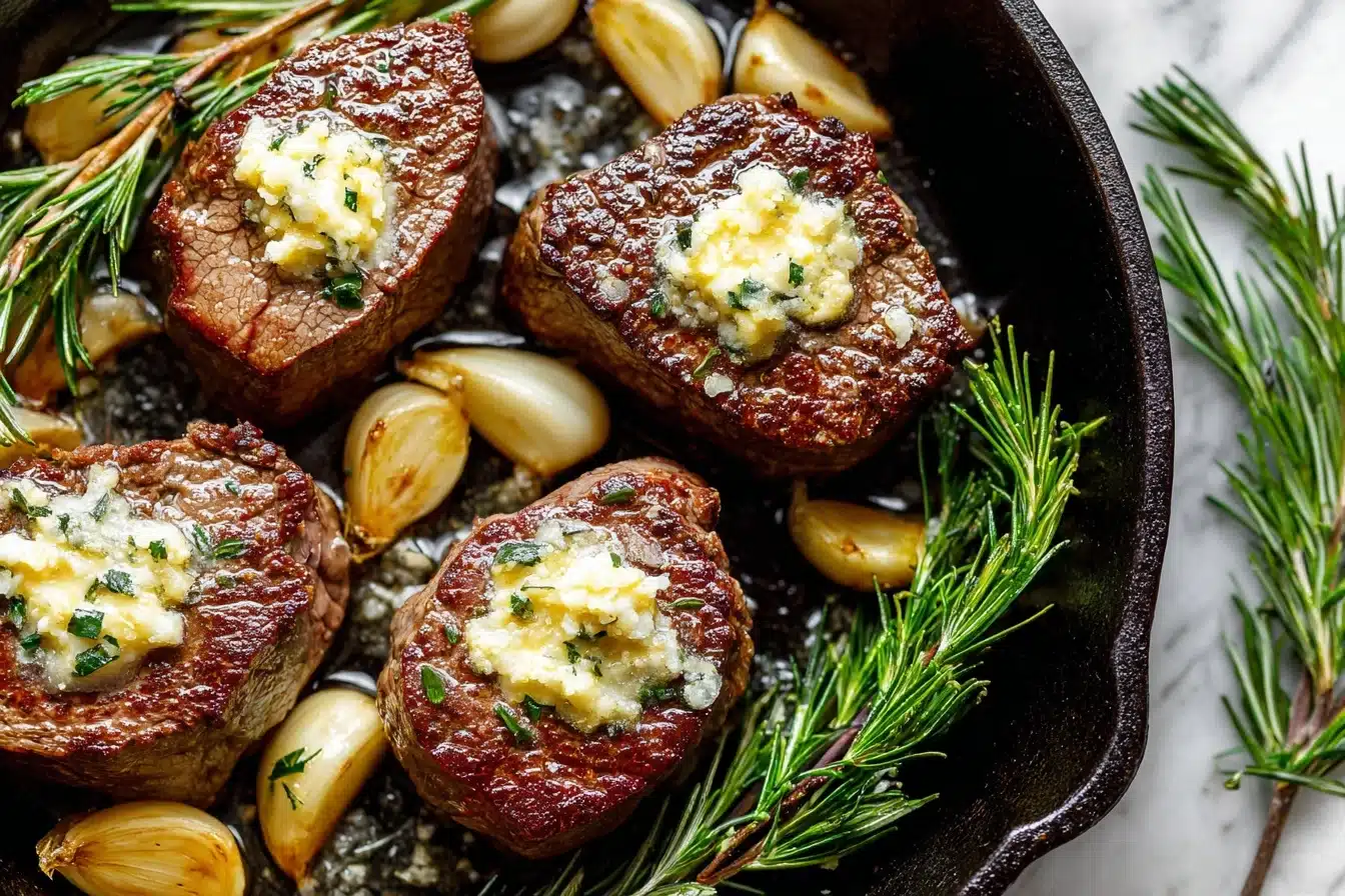 Cast Iron Garlic Butter Filet Mignon Recipe - Recipe Image