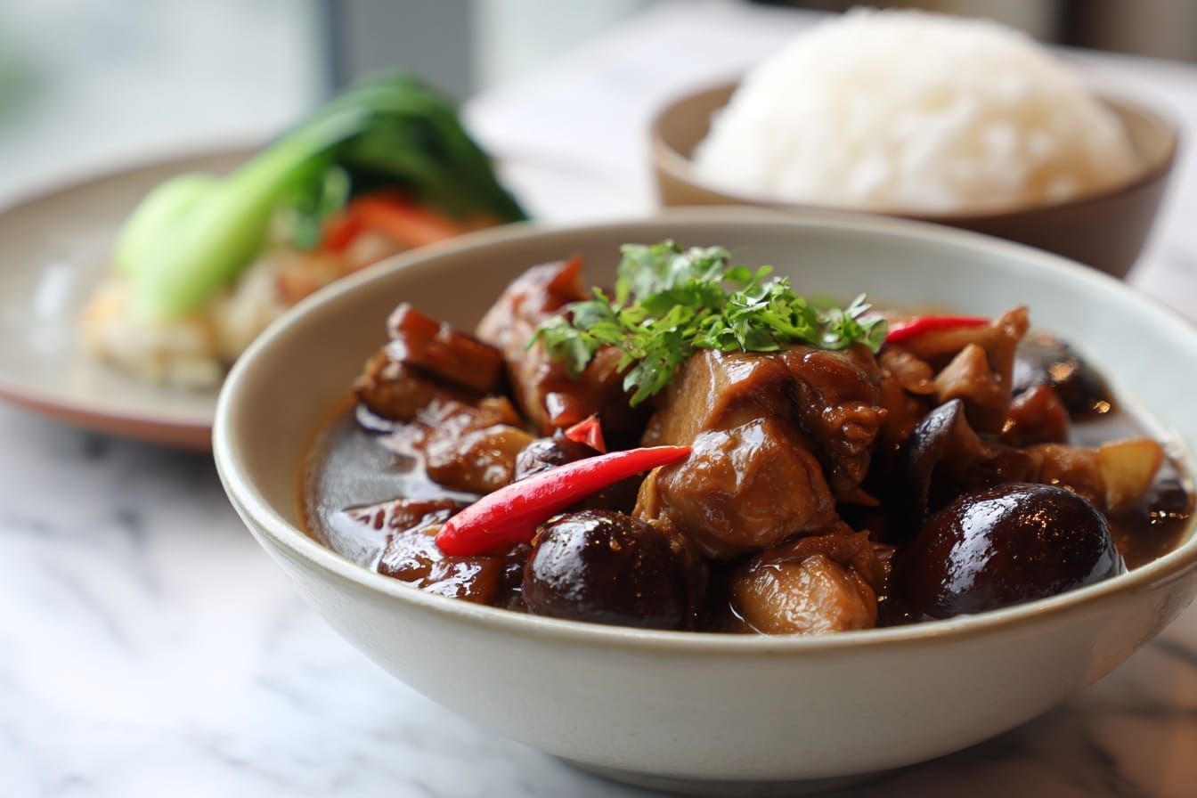 Cantonese Chestnut Chicken and Shiitake Stew Recipe - Recipe Image